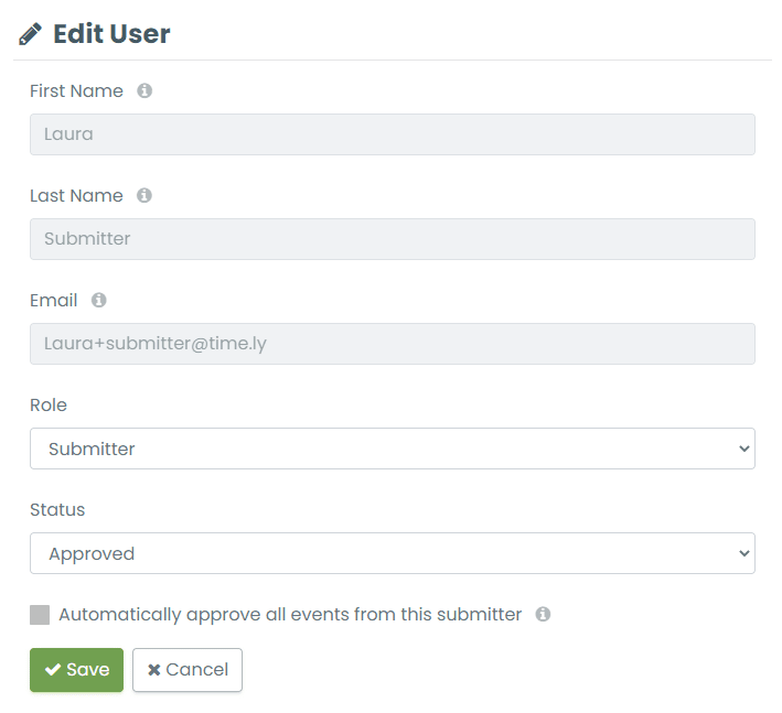 print screen of the event submitter edit options