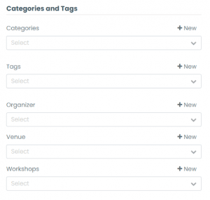 print screen of the Categories and Tags area to choose from when importing a ICS file