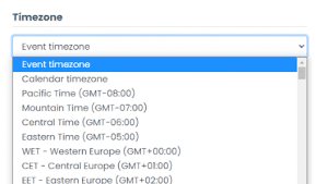  print screen of the timezone options dropdown menu