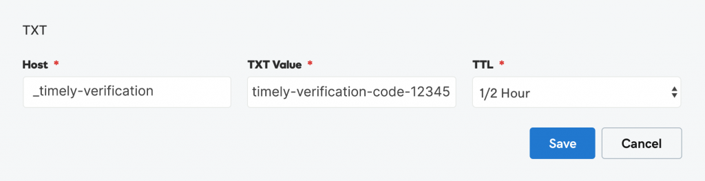 Example of DNS Entry for TXT.