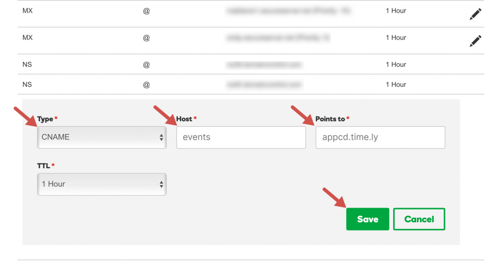 Example of DNS Entry for CNAME.