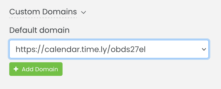 Custom subdomain area within timely calendar settings.