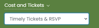 print screen of the Cost and Tickets section of an event details page
