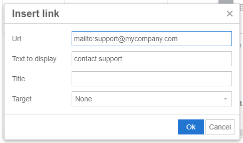 print screen of the popup where you can add you support email to the template