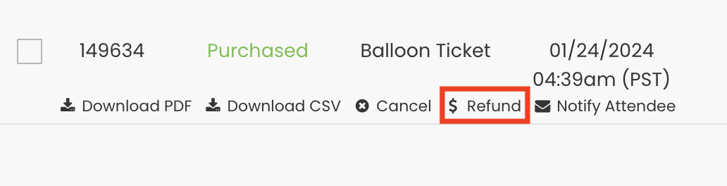 Refund option for Timely event tickets.