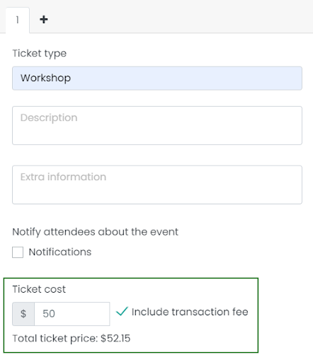 print screen to include transaction fee on tickets