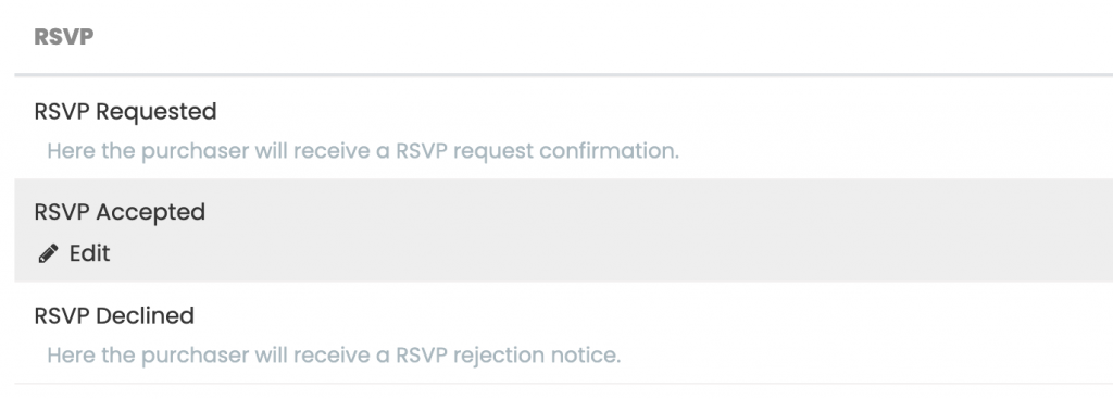 RSVP email templates options.