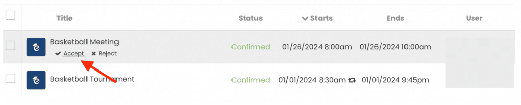 Option to accept event submission
