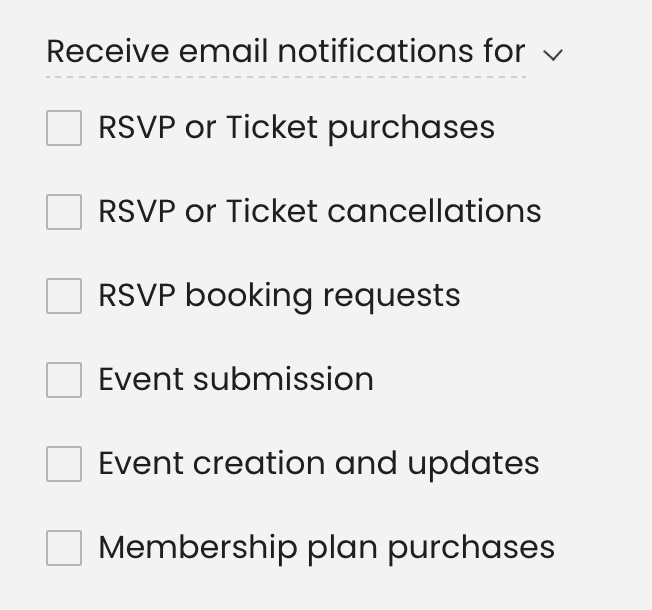 Email notification options for users