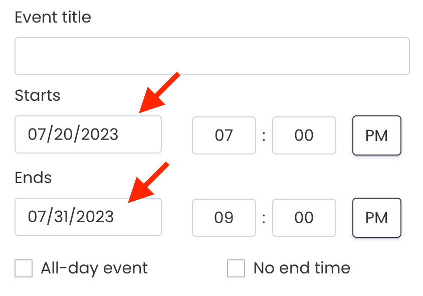 Timely dashboard event creation date setting.