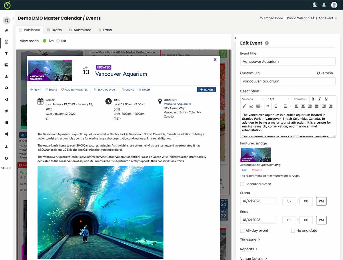 Create and Publish an Event