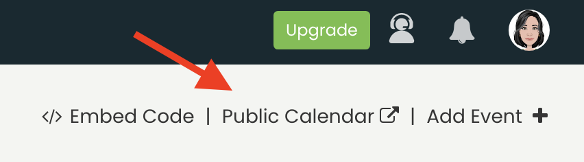 print screen of timely public calendar URL shortcut 