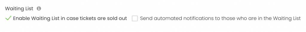 Checkbox labeled Enable Waiting List In Case Tickets Are Sold-Out