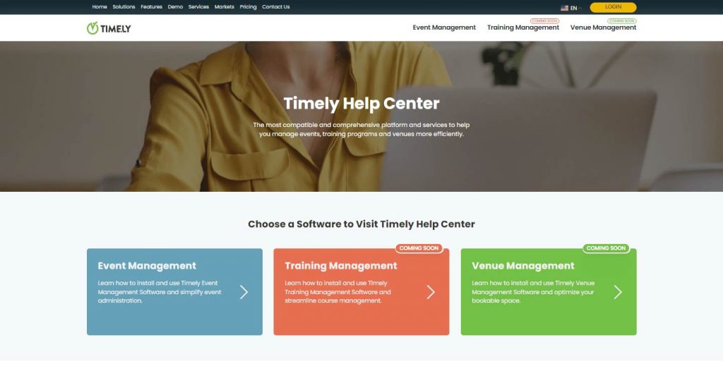 print screen of Timely Help Center knowledge base