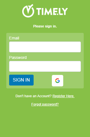 print screen of timely chrome extension login form