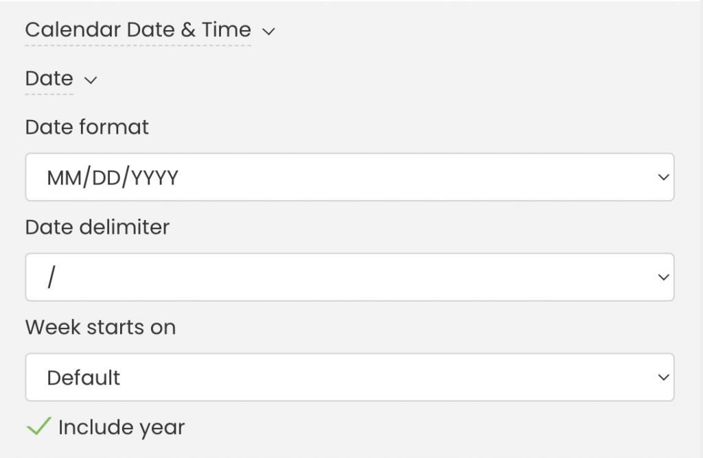 print screen of Timely account general settings showing how to change date of your Timely calendar