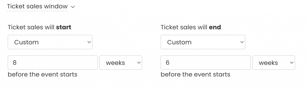 print screen of ticket availability window for early bird tickets