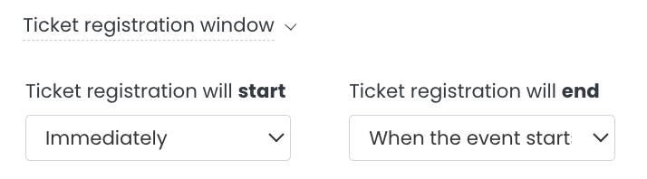 print screen of ticket registration window