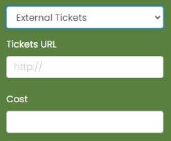 print screen of the External Tickets option in the Cost and Tickets menu