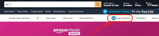 Amazon Music オーディオ埋め込みのスクリーンショット。