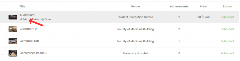 Timely venue management software dashboard venue settings.