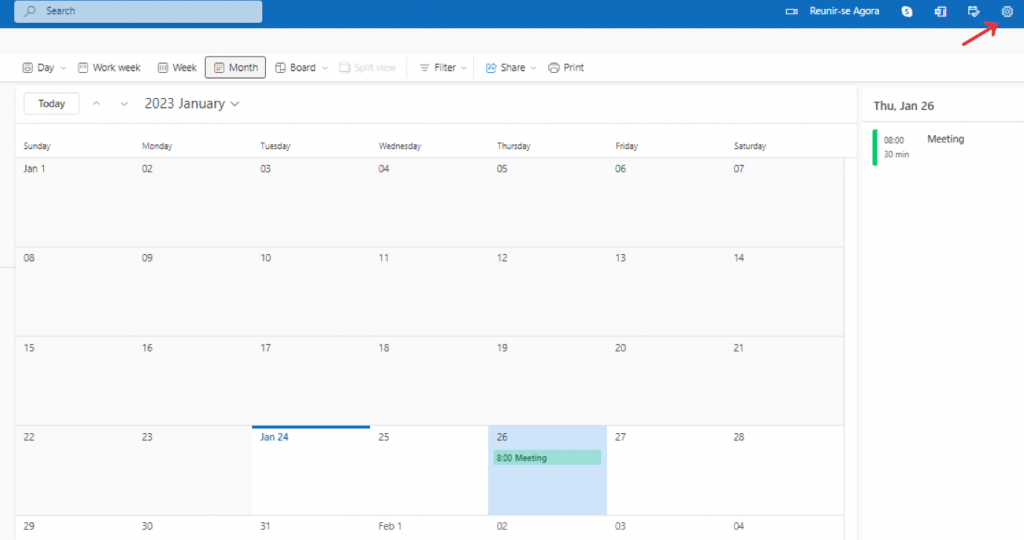 First step to import events from your Outlook calendar