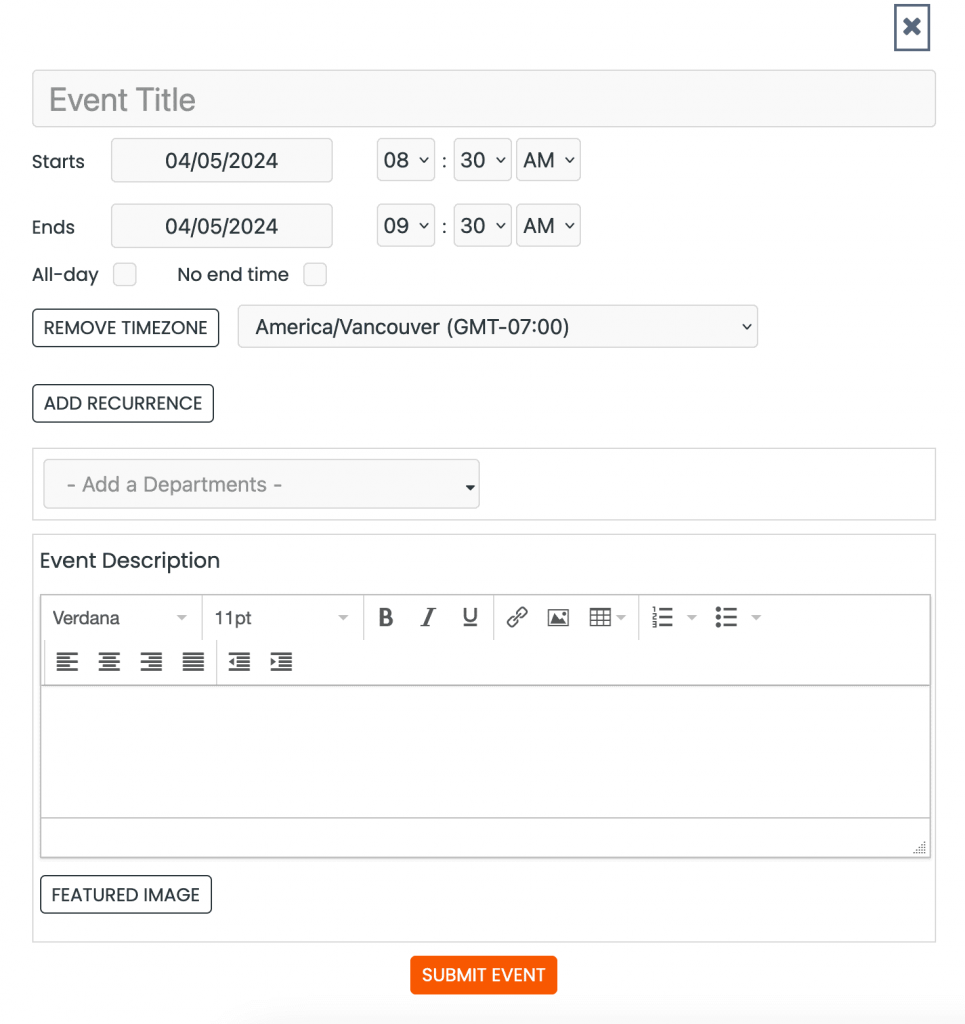 space booking form.