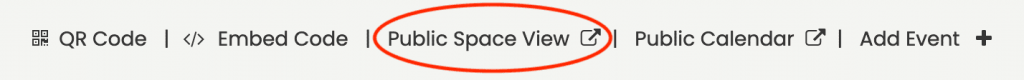 Timely Venue Management dashboard public space view button.