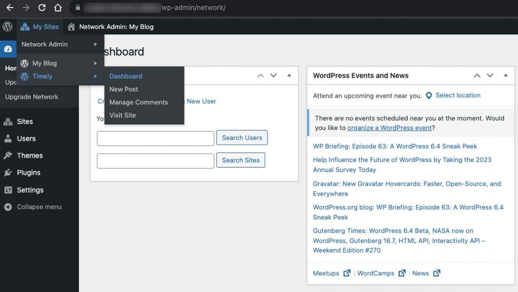 WordPress dashboard showing steps to complete integration with Timely software.