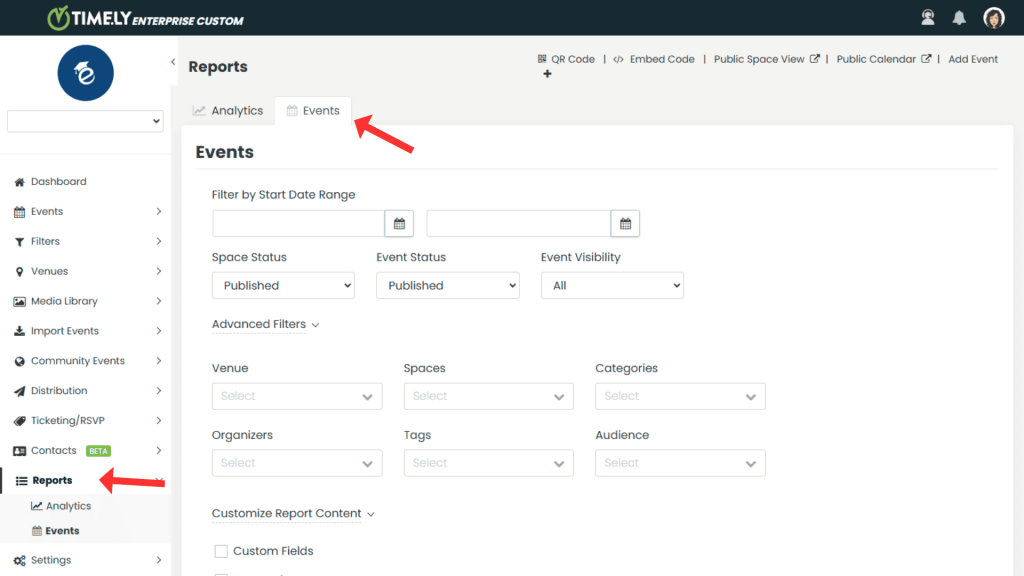 Timely VMS PDF Reports for spaces area within the dashboard.