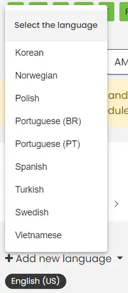 Multi-language translation options.