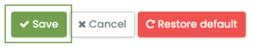 Die Schaltflächen zum Speichern, Abbrechen oder Wiederherstellen der Standardeinstellungen.