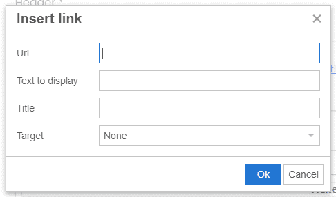 Das Feld für Linkdetails.