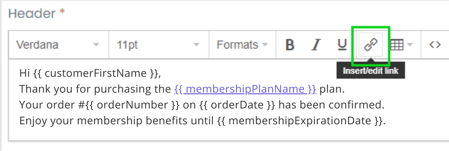 Der Inhalt des E-Mail-Headers mit einer Verlinkungsoption.