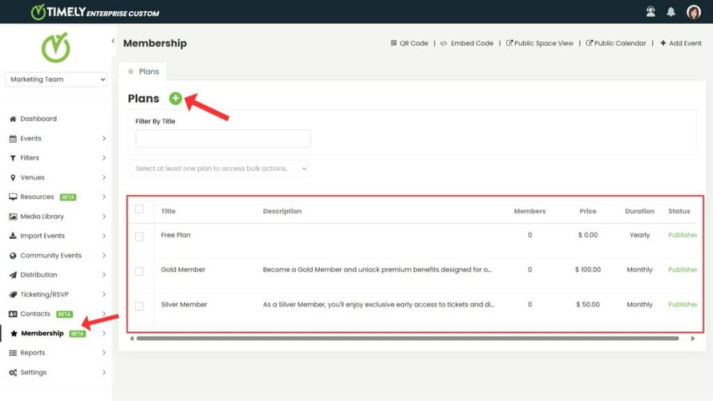 Wie man Mitgliedschaftspläne erstellt Timely