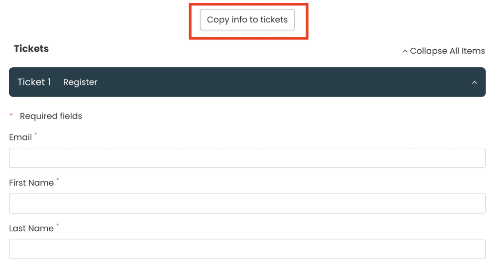 Copy info to tickets button.