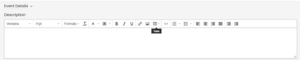 The event description box