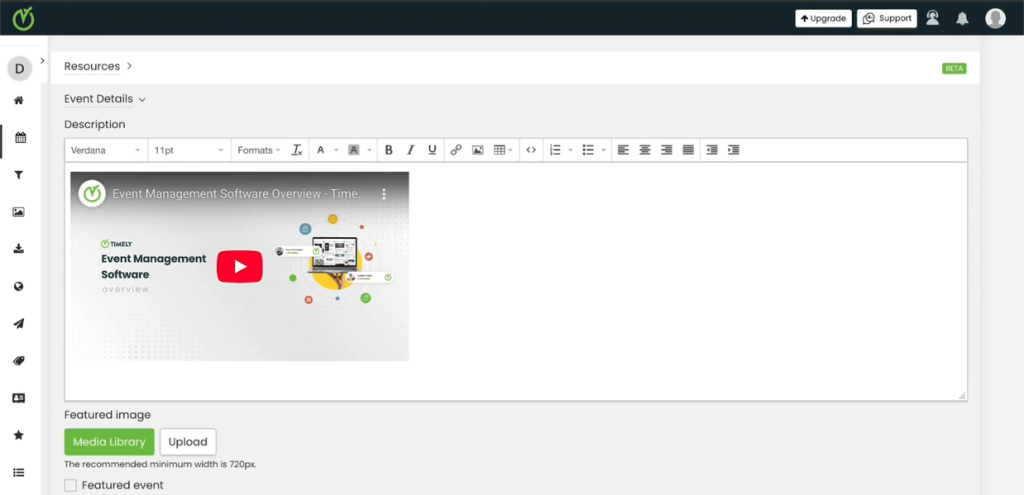 Close the source code editor and continue editing your event details