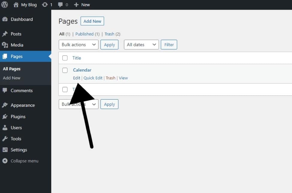 tela de impressão do painel do WordPress