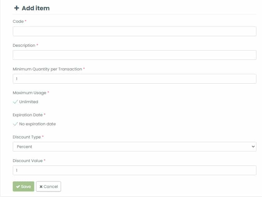Stampa schermo di Timely dashboard del software per eventi con impostazioni dei codici promozionali