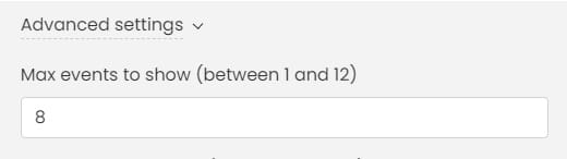 tela de impressão de Timely software de gerenciamento de eventos carrossel máximo de eventos para mostrar opção