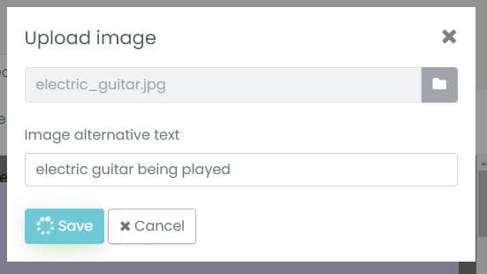 stampa la schermata di un'immagine caricata con un testo descrittivo alternativo