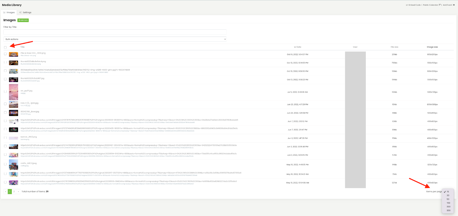 print screen of Timely event platform showing how to delete media in bulk from the image gallery