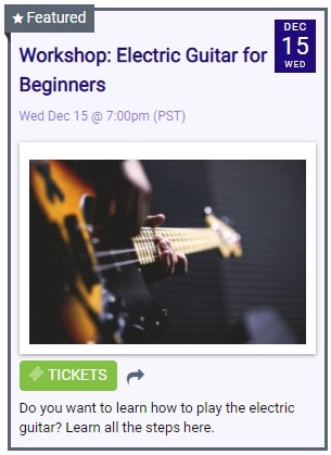 schermata di stampa di un evento in primo piano nella visualizzazione pubblica di un calendario di eventi