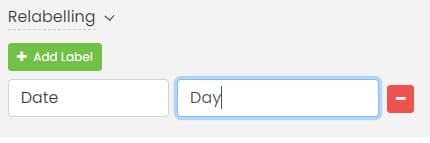 tela de impressão da área onde você pode rotular novamente as informações em seu Timely Calendário