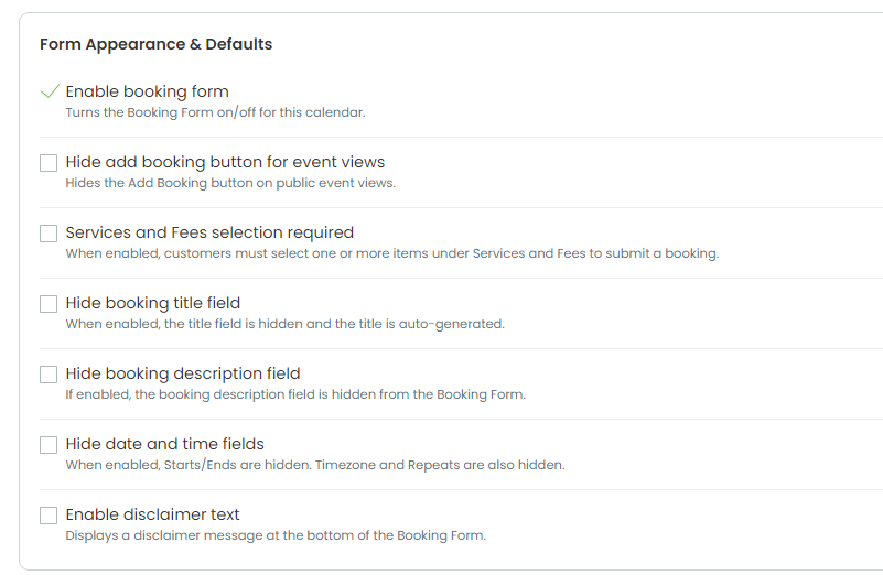 Form Appearance & Defaults