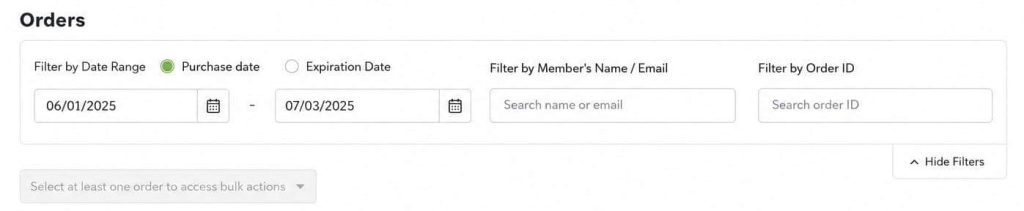Using Membership Order Filters