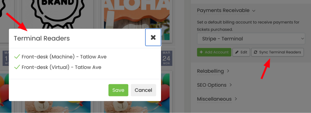Review the list of available terminals and enable the readers you want to use.