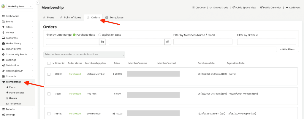 How to Track and Manage Membership Sales Orders